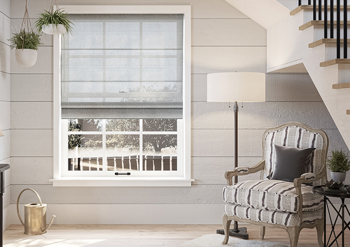 Taranto Voile, Mountain Grey - Motorised Roman Blind - Image 3
